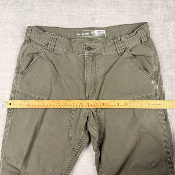Carhartt Pants Mens 34x30 Green Relaxed Fit Double Knee Carpenter Rugged Flex - Picture 9 of 10